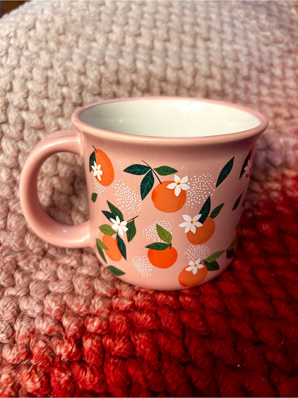 Target Pink Ceramic Mug with Orange Blossom Motif